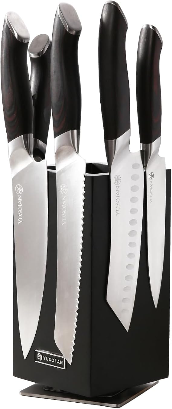 YUSOTAN 360° Rotatable Wooden Knife Holder5 Piece