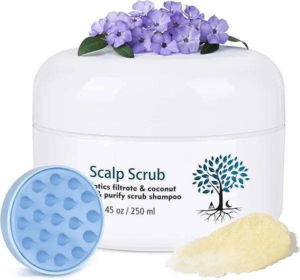 Scalp Scrub with Scalp Scrubber, Dry itchy Scalp & Dandruff Treatment, Scalp Exfoliator, Deep Cleans, Gentle Formula , 8.45 oz