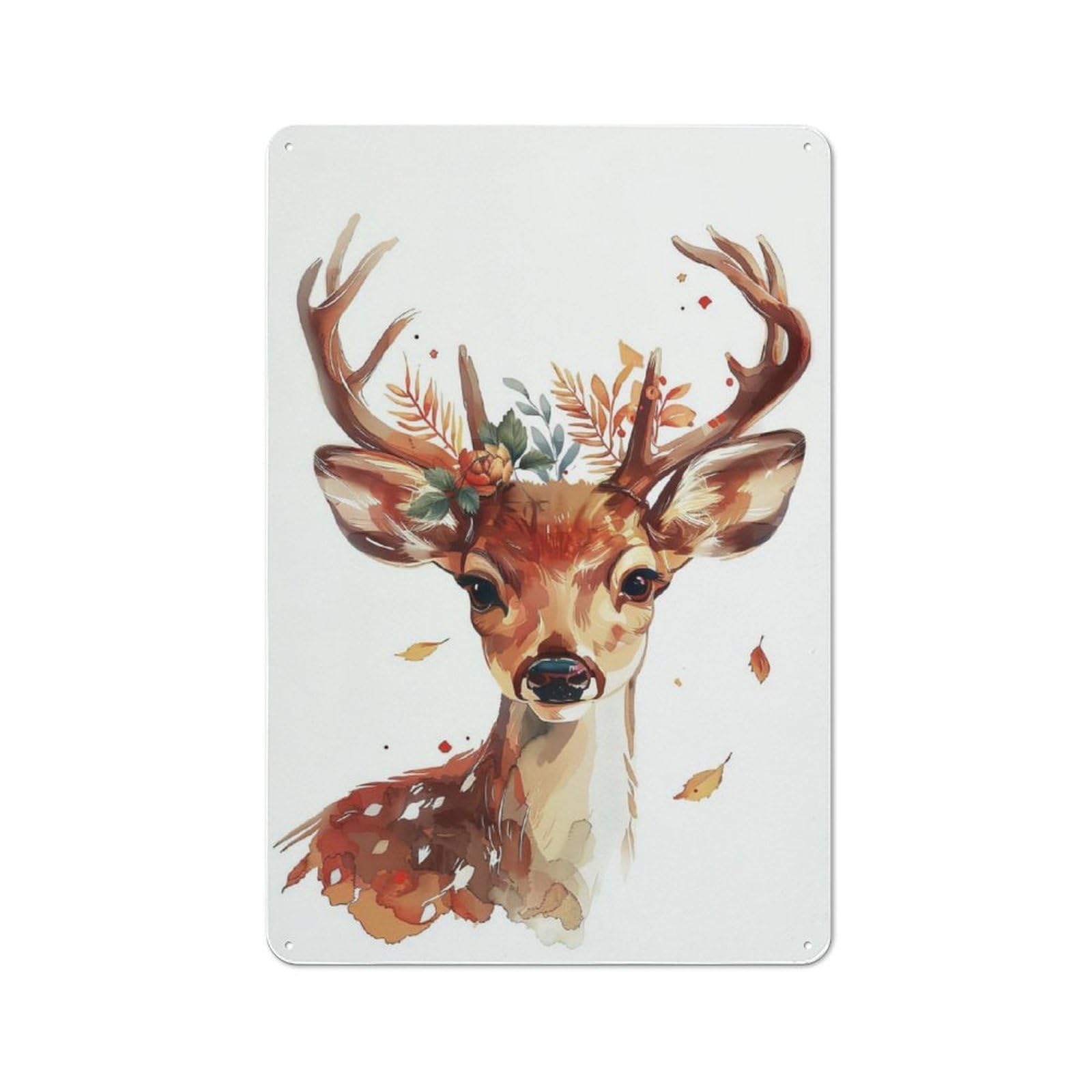 Junmoney Reindeer Flower Industrial Decorative Metal Plaque 30X20cm, Studio Wall Art For Flat, Bar, Studio Or Gallery Wall