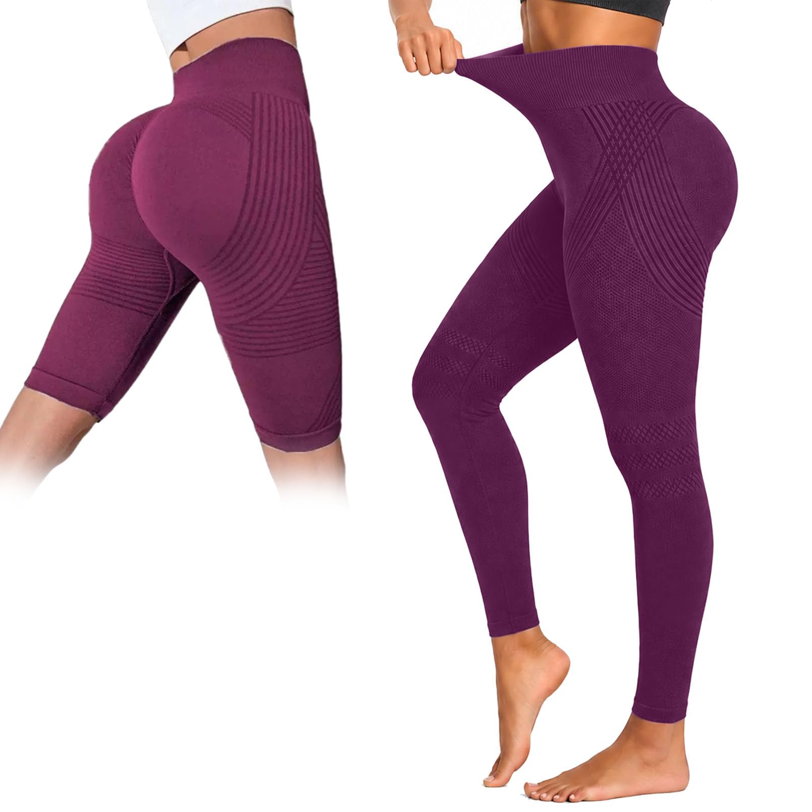 Legginsy antycellulitowe 3D dla kobiet, podnoszące i gładkie legginsy 3D, do treningu, jogi i codziennego noszenia, 2 szt