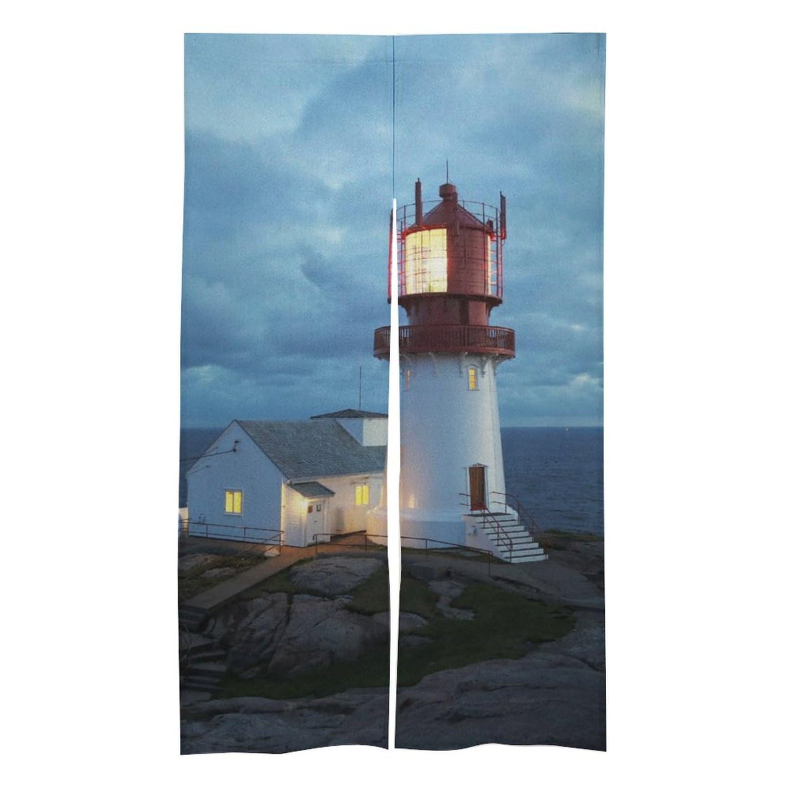 Rideau de porte japonais Noren phare de nuit motif fendu thermique 86 x 145 cm
