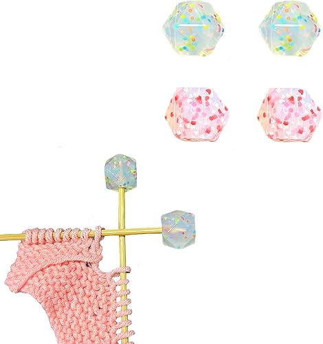 Miniatura 1 de SPANSEE 4 soportes hexagonales para agujas de tejer, tapas de extremo de aguja de tejer, tapones de puntada, protectores de punto de aguja de tejer,