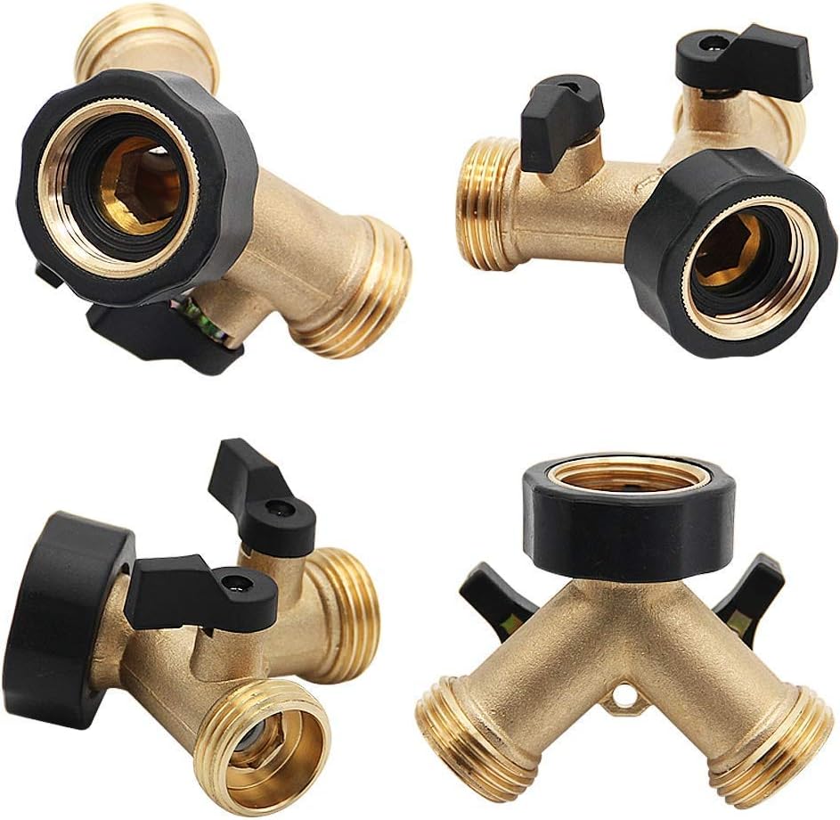 Twinkle Star Heavy Duty Brass Shut Off Valve | Heavy-Duty Brass Garden Hose Splitter 2 Way