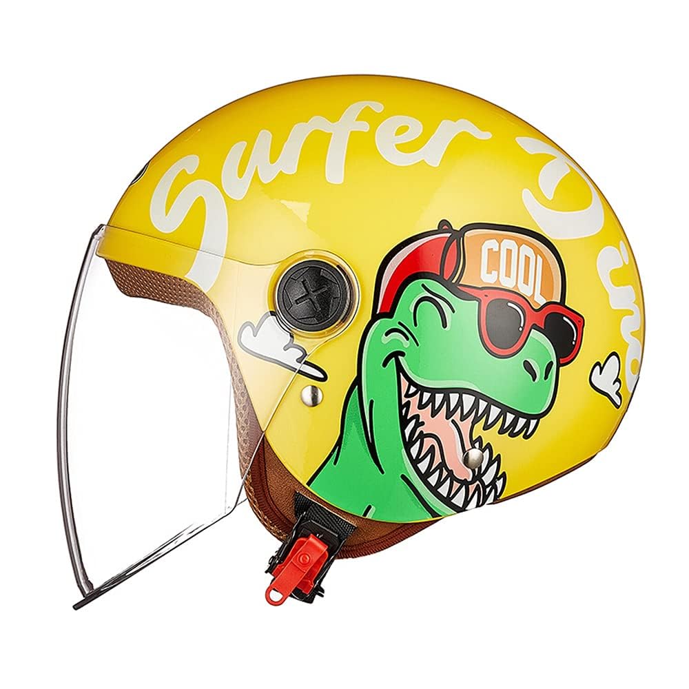 FREEUP Casco moto bambino, Casco jet con visiera per Ragazzo E Ragazza, DOT/Certificazione ECE, chiusura rapida, smontabile, lavabile, 48-55cm