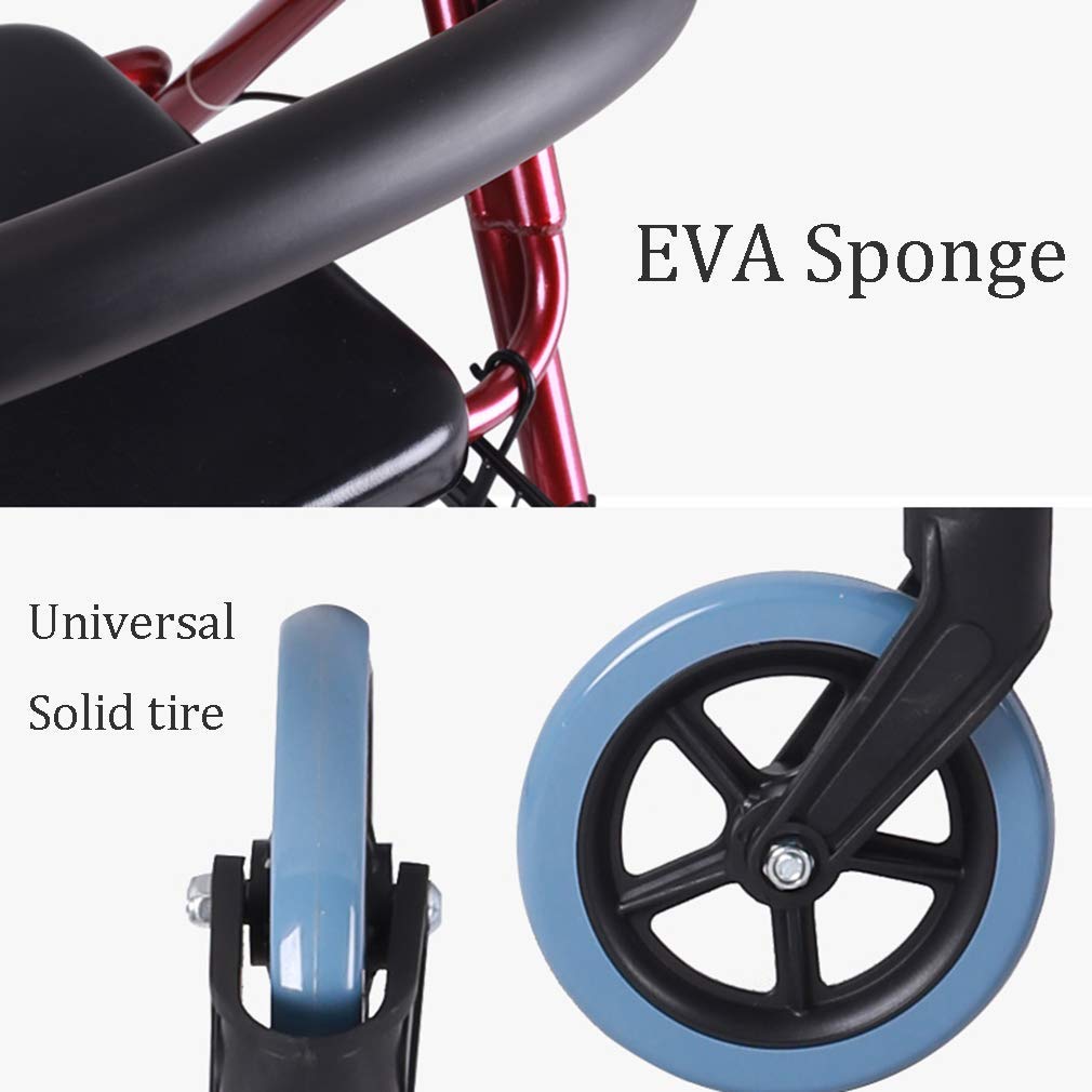 Chodzik Rollator, pomoce do chodzenia 4 koła składane, chodzik chodzik z podwójnym układem hamulcowym, chodzik medyczny z koszem Interesting