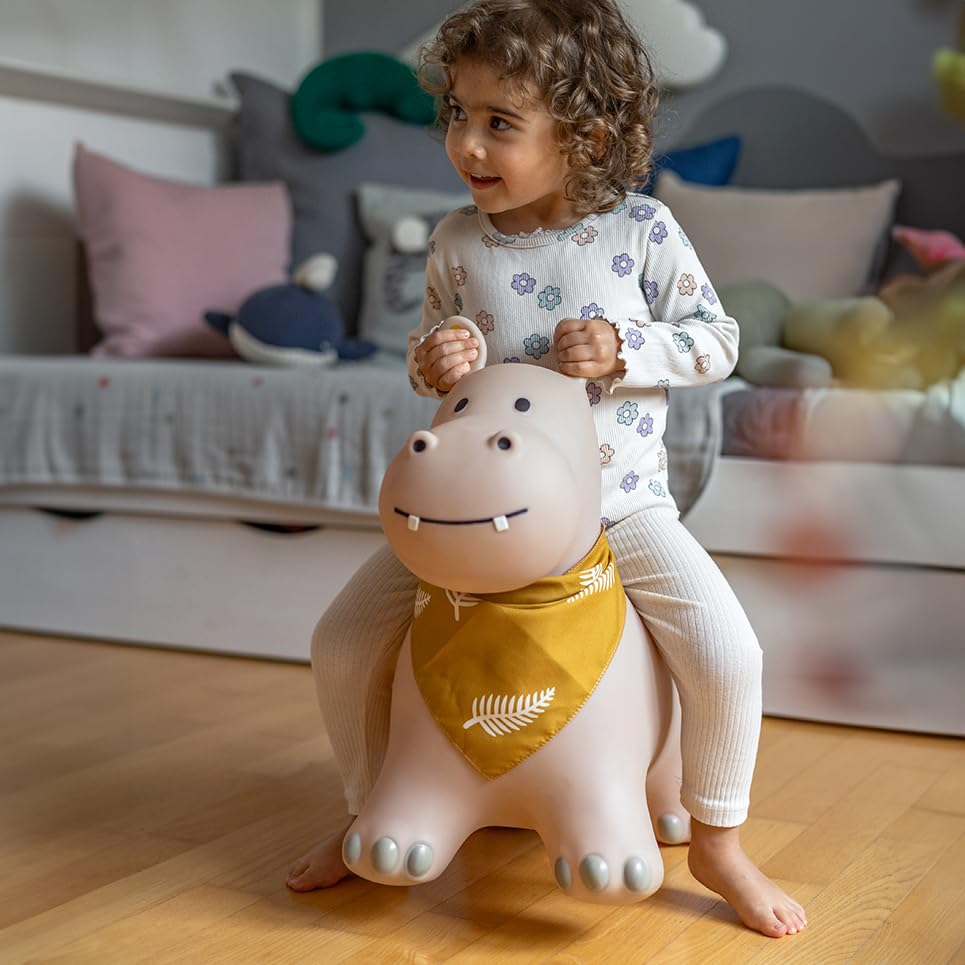 Kindsgut bouncy animal for children Hopper, discreet and modern colours, air pump included, hippo, pequeño - Image 4