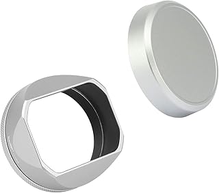 Haoge Square Metal Lens Hood for Fuji Fujifilm FinePix X100V X100F X100 X100S X100T X70 Camera Accessories Silver with Cap and 49mm Adapter Ring Kit