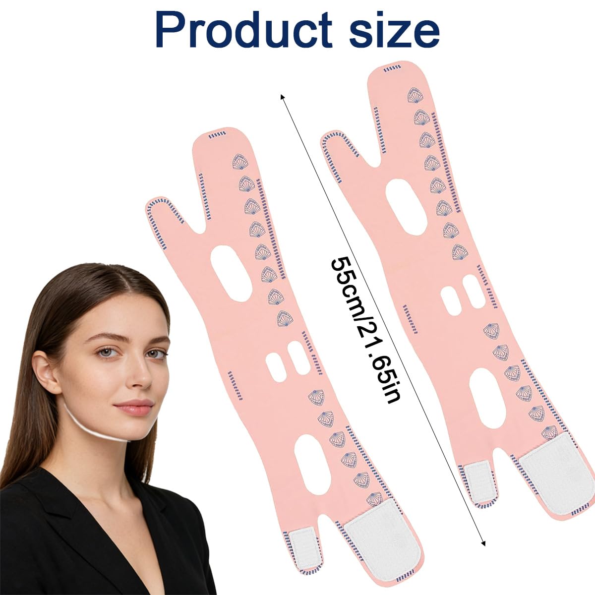 2 Piezas Correa Facial V Line Ajustable, Mascarilla para Papada Reutilizable en Forma de V, Banda de Ajuste de Cara de Barbilla en Forma de V, Banda Reafirmante Facial Transpirable, Ideal para Reducir — view 2