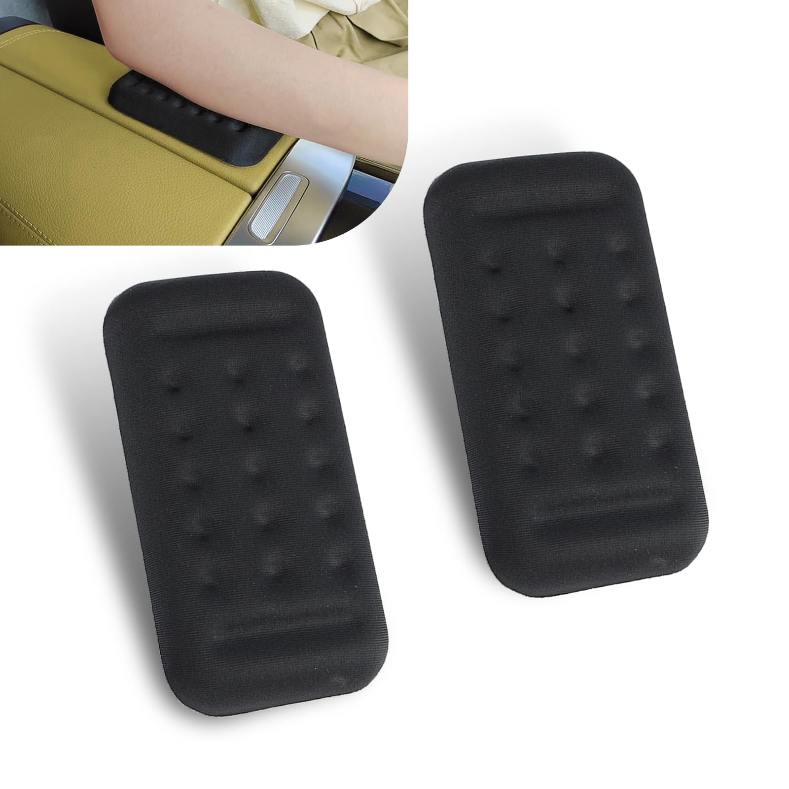 2 PCS Car Armrest Elbow Pad, 5.11" x 2.63" x 0.59" Memory Foam Material Relieve Fatigue Vehicle Elbow Support Pad, Multi-Function Decorative Accessory, Suitable for Most Car Models (Black)