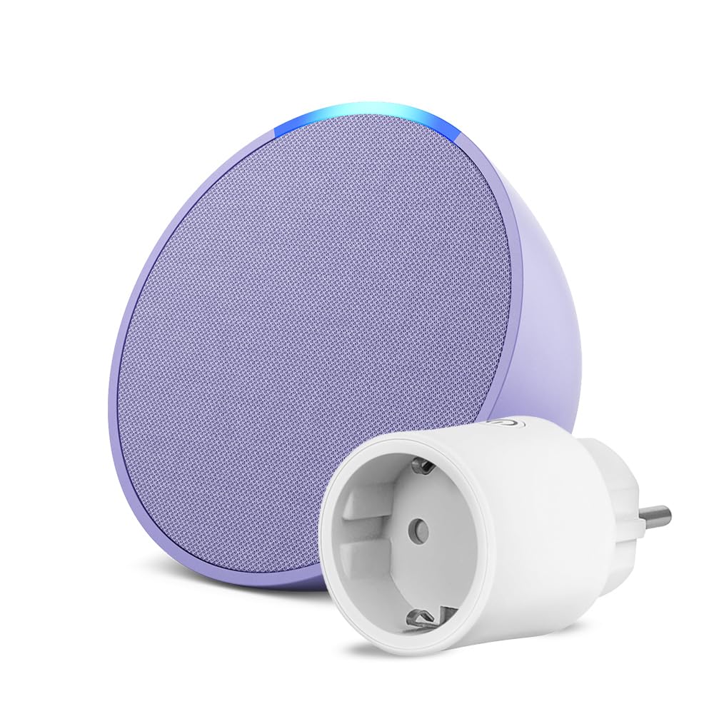 Echo Pop | Lavanda + OSRAM SMART+ Enchufe inteligente con Matter, compatible con Alexa - Kit de inicio de Hogar digital
