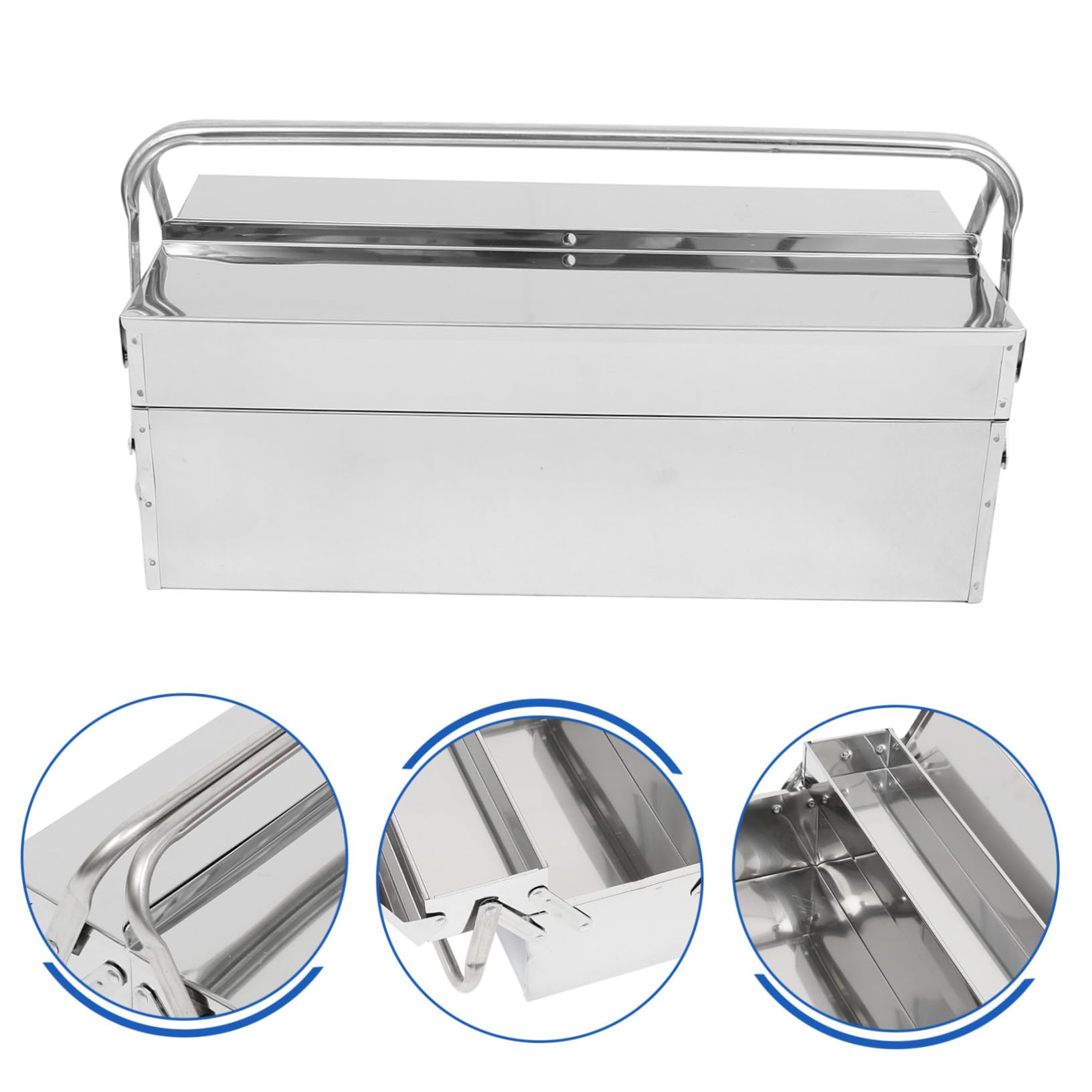 Caja Plegable Plata de Acero Inoxidable, para Herramientas del Hogar