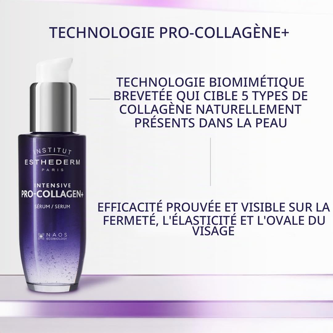 Institut Esthederm - Intensive Pro-Collagen+ - Serum Fermeté Visage & Cou - Texture Gel, Sans Fini Gras - Flacon Pompe 30ml