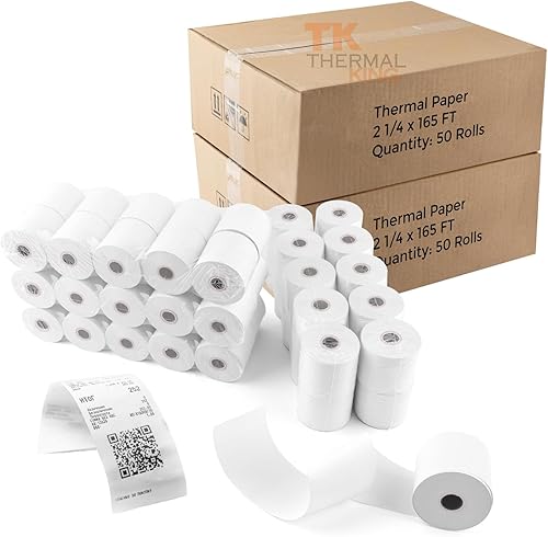 Miniatura 26 de (10 rollos) Papel térmico de 2 1/4" x 165', papel de recibo POS para caja registradora de negocio minorista, se adapta a la mayoría de terminales