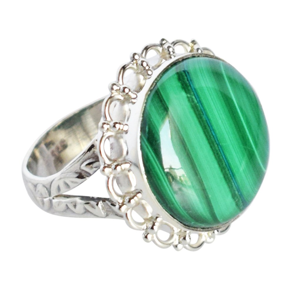 Bague malachite argent 925 bijoux faits main pierre verte