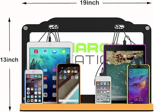 Miniatura 2 de Estación de carga de teléfono celular de montaje en pared con múltiples dispositivos Carga rápida Iluminación LED incorporada Aplicable Aeropuerto