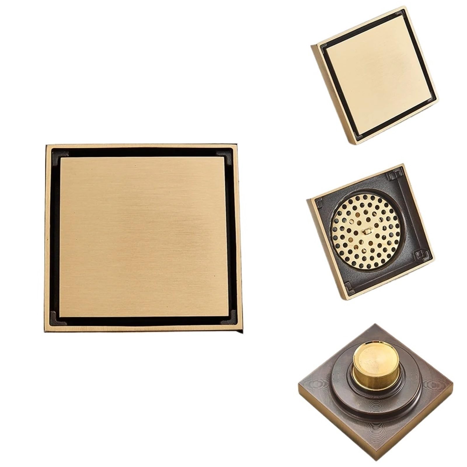 Floor Drain Floor Drain Brushed Gold Shower Drain Tile Insert Square Anti-odor Floor Waste Grates Brass Drain