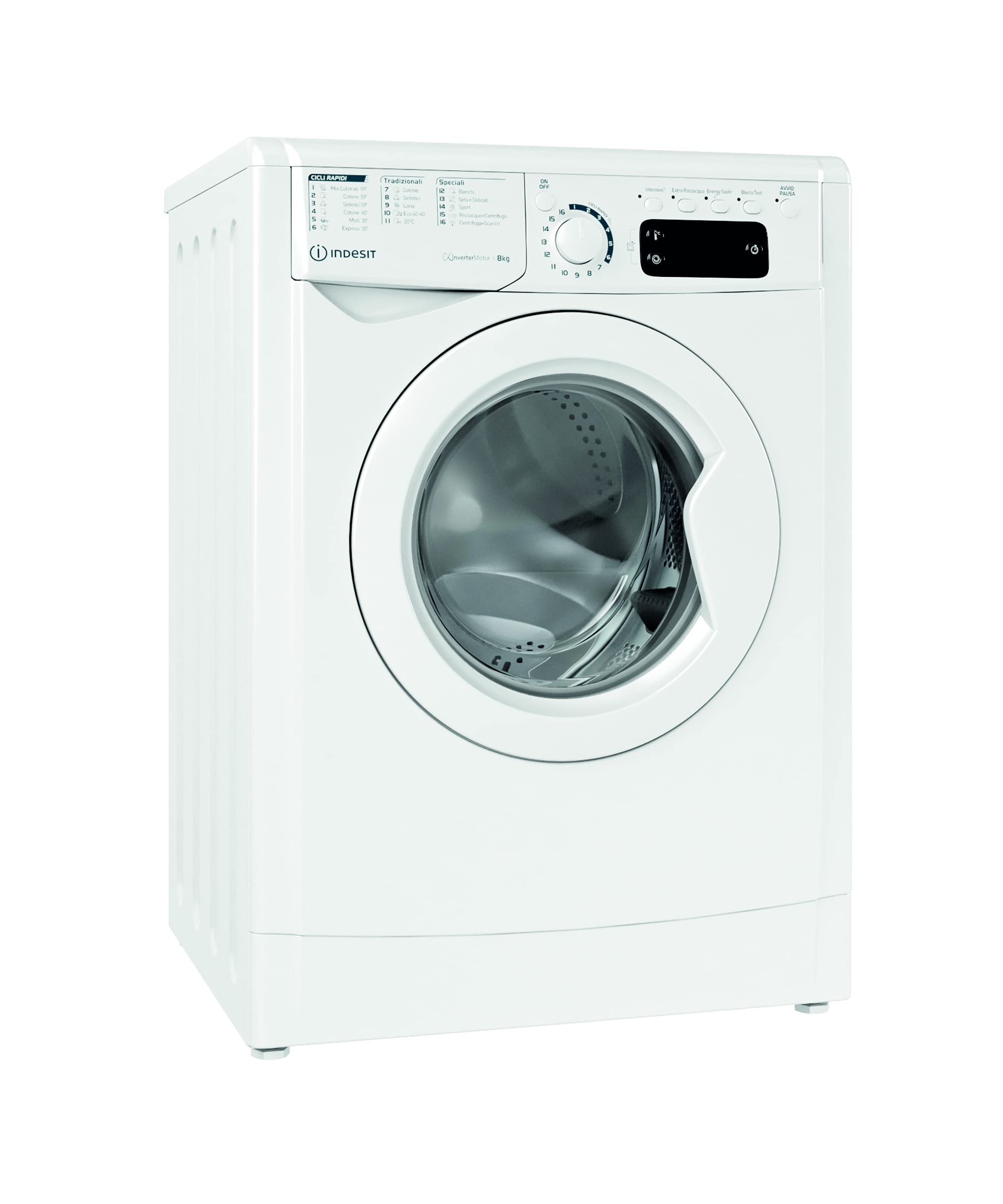 Indesit EWE 81284 W IT- Lavatrice 8kg Libera Installazione, Carica Frontale. Centrifuga 1200 Giri Al Minuto. Larghezza 59,5cm, Profondità 57,2cm, Altezza 85,0cm, Classe Energetica C