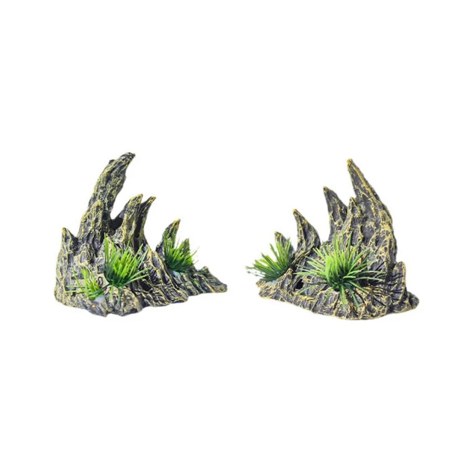 QuxetlRyz Aquarium Tunnel Decoration 2pcs/set Decorative Simulated Ravine Ornament Lifelike Rockery Fish Hiding Cave Shelter Resin Stone Ornaments Aquarium(S)