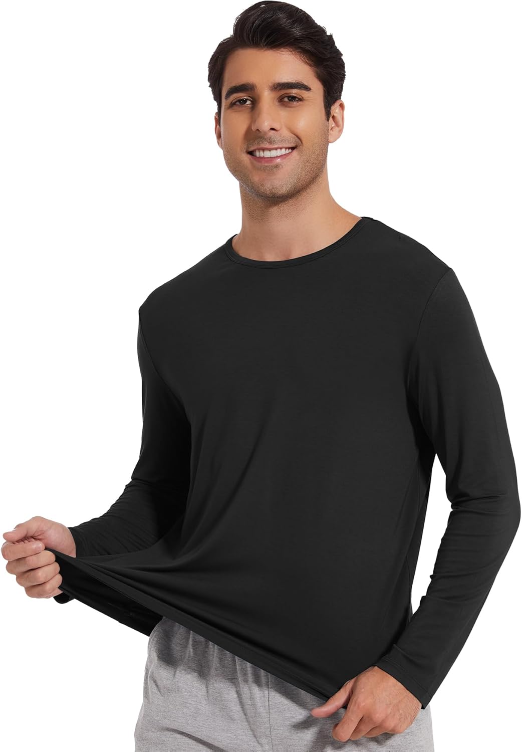 WiWi Viscose from Bamboo Men's Long Sleeve Tees Sun Protection Athletic Crew Neck Shirts for Pajamas S-XXL - Image 3