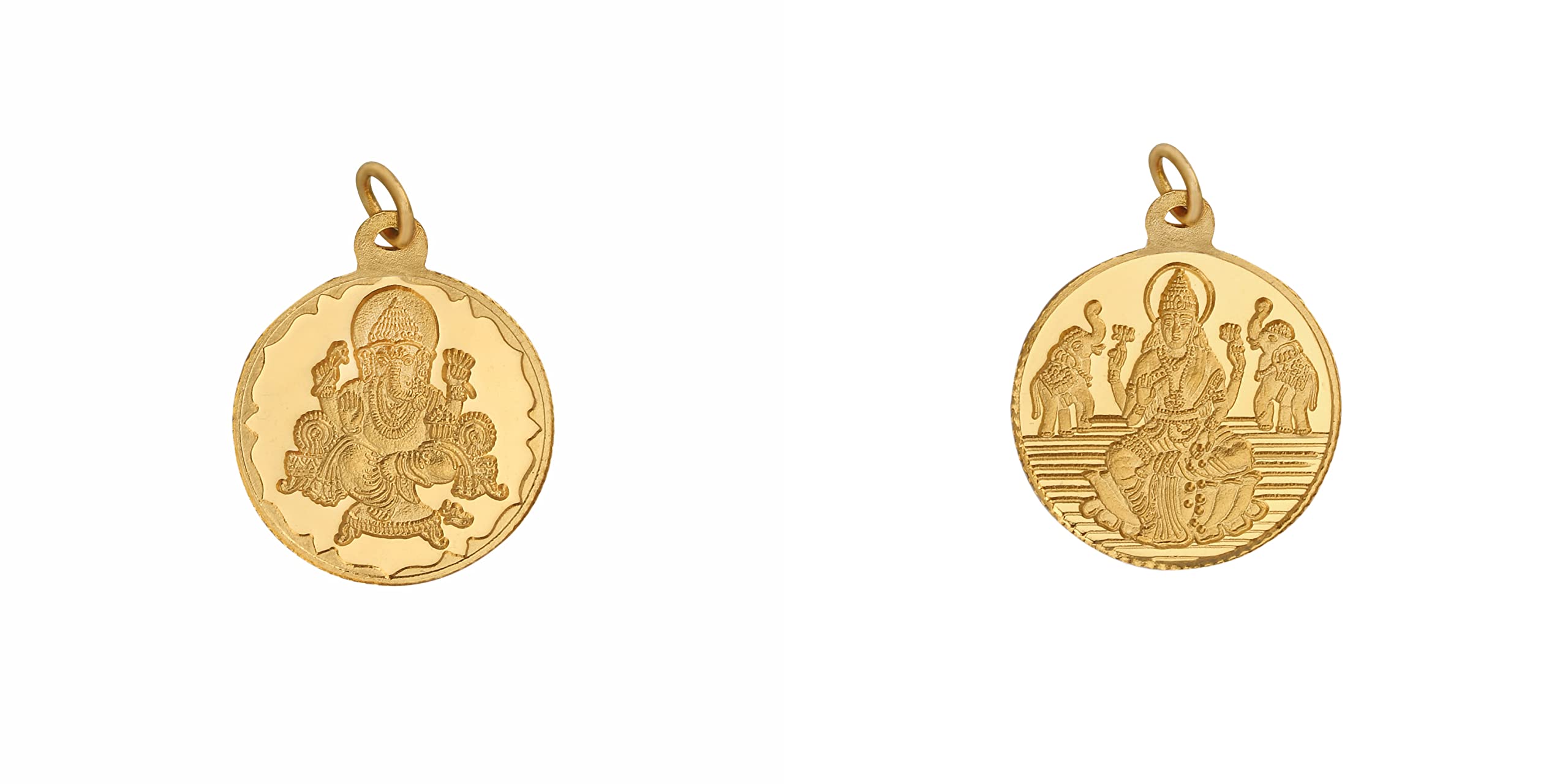 24k (999) 2.50gm Ganesh + 2.50gm Lakshmi Combo Yellow Gold Pendants (without hook)