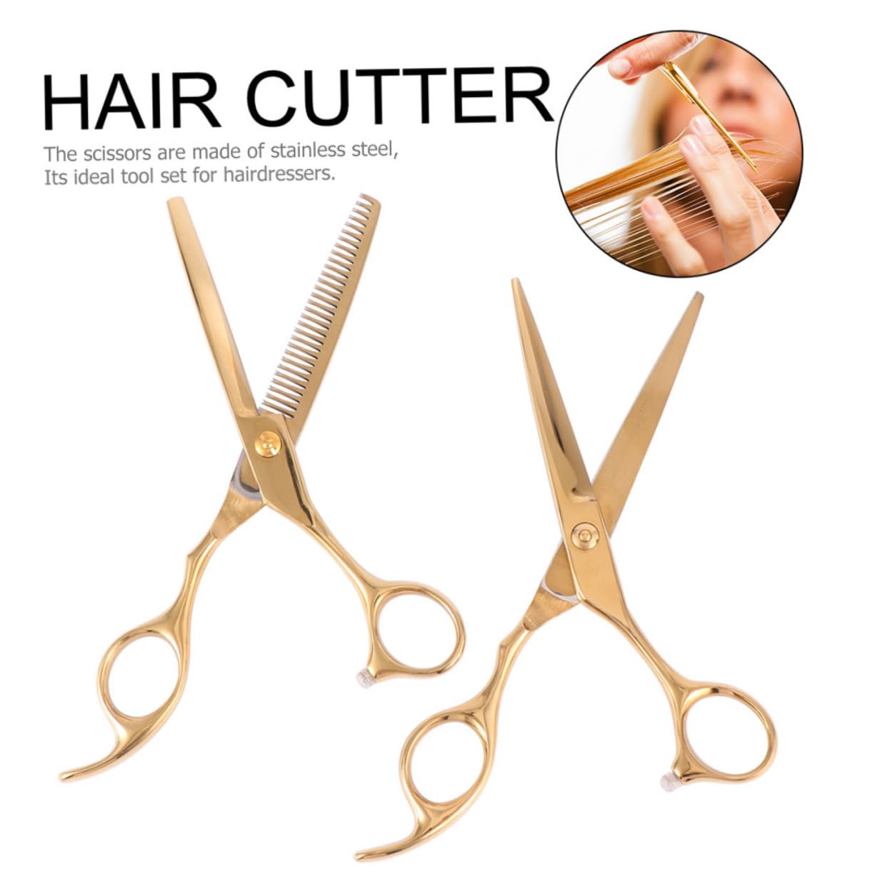 Tijeras de Peluquería Resistentes Corrosión de Acero Inoxidable Juego de 2 para Uso en Barbería y Hogar Diario