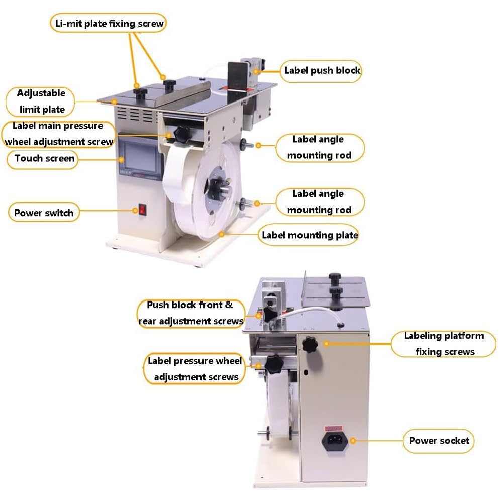 Etichettatrice semiautomatica regolabile con display touch screen per applicazione ad alta velocità su varie superfici