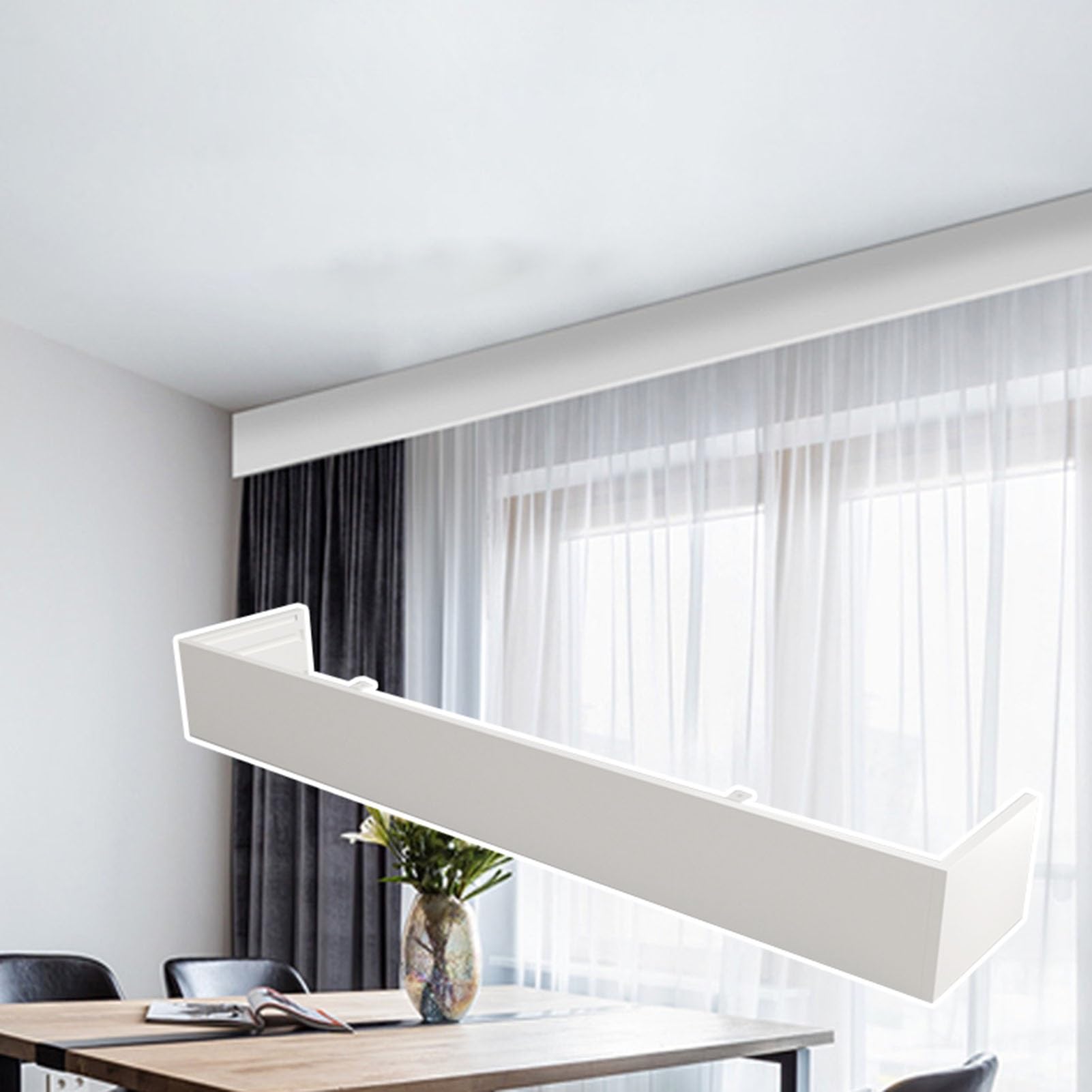 Ceiling Mount Blackout Curtain Valance Box - No Tracks Required, Decorative Pelmet Panel for Roller Blinds & Venetian Blinds, Ideal Home Window Treatment