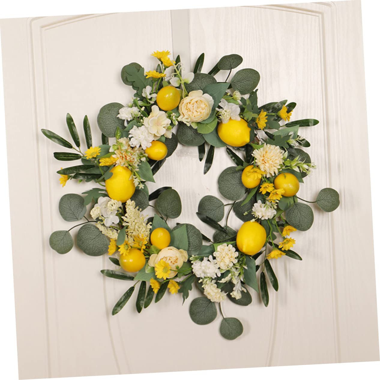 Sommerlicher Zitronenkranz Türkranz aus Seidenblumen, 1 Stück