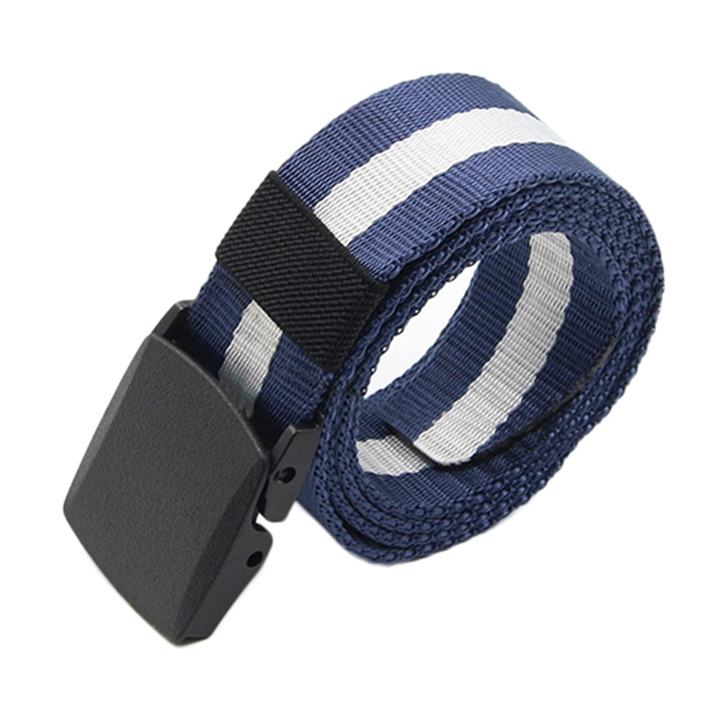 Gemini_mall Men's Blue Gemini_mall® Nylon Canvas Breathable Military Tactical Waist Belt With Plastic Buckle (Blue)