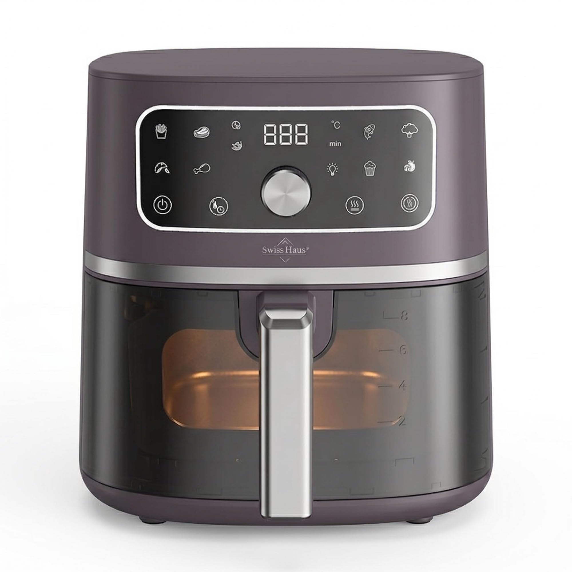 Cyfrowa frytkownica powietrzna Lake Geneva Collection – okienko podglądu, 8 programów, intuicyjne pokrętło, 1500 W – 4,75 l – fioletowo-szary SH-AF1805