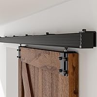 AONAYIOA 96" 8FT Heavy Duty Aluminum Box Rail Barn Door Hardware Kit - Wall Mount Single Door Track, 330lbs Capacity, Quiet Smooth Slide, Easy Install (No Door)