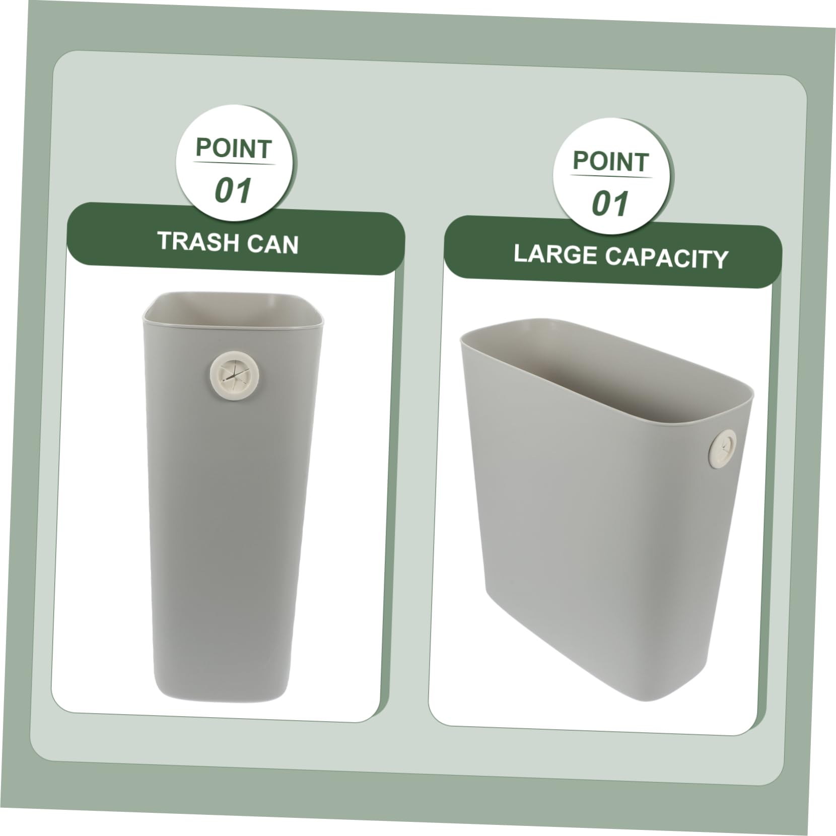 KOMBIUDA Slim Kitchen Bin Pp Small Trash Can Bathroom Waste Basket Nordic Style Easy to Fix Garbage Bag