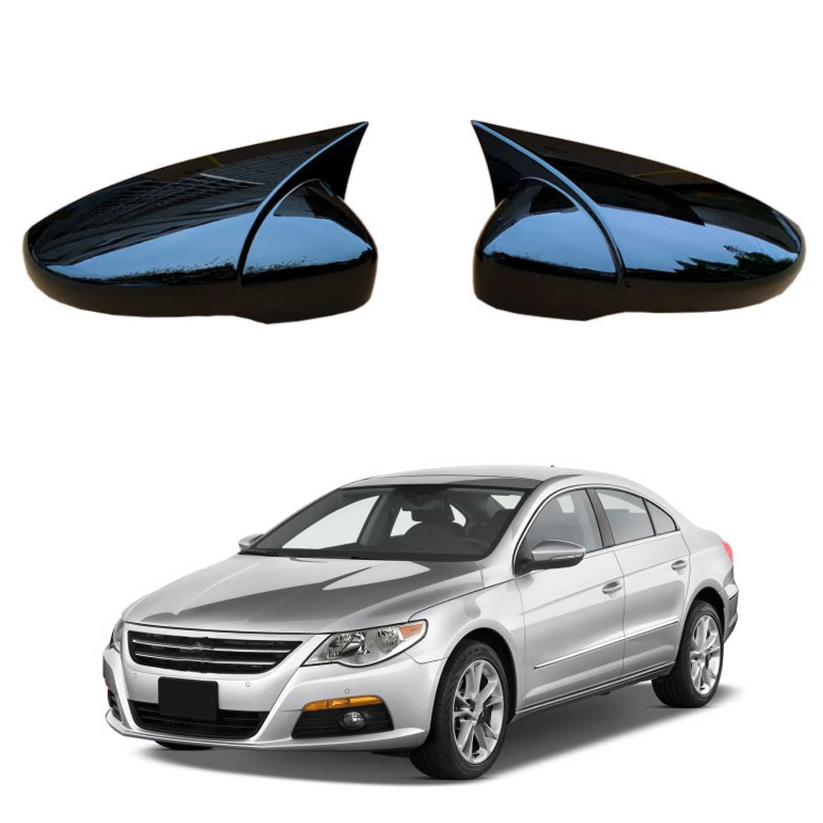 PAPEP Door Mirror Cover Caps for Volkswagen CC 2012-2018 Glossy black, Left Right Side Wing Rearview Mirror Cover Lid 2 Pieces Exterior Styling Accessory