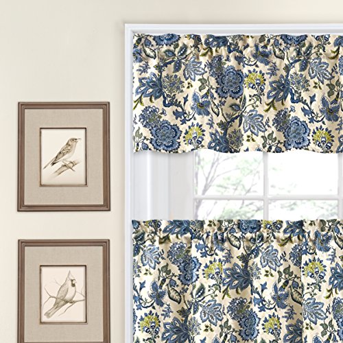 Image of Waverly Navarra Porcelain Tier & Valance Set - 100% Polyester Jacquard - 52 inch X 36 inch