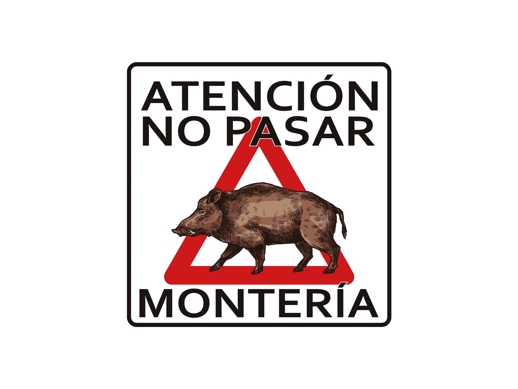 Oedim Pack 10 Señal de Atencion No Pasar Montería | 40x40cm | Finca Privada, Coto Privado, Caza Activa | Señaletica en Material Aluminio Blanco Resistente de 3mm | Duradera y Económica