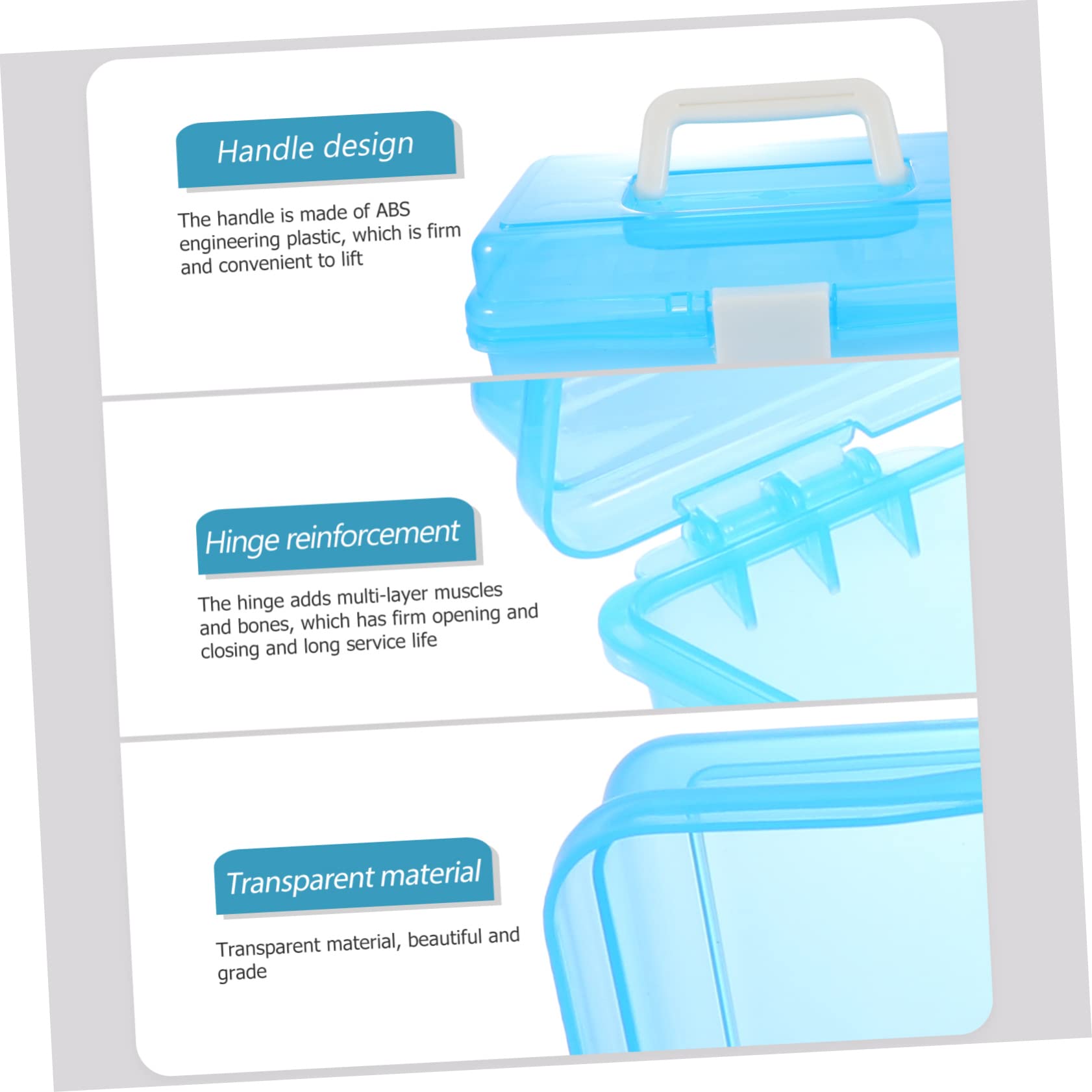 Boîte de Rangement Transparente en Plastique, Lot de 2, Bleu