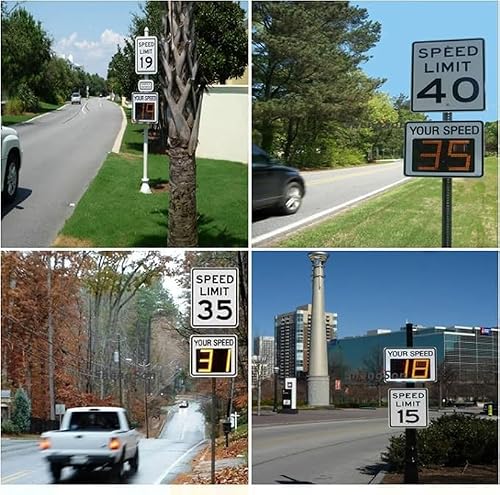 Radar Speed Display Sign,Solar Radar Detective Speed Warning, Road Warning Sign Adjustable Maximum Speed Limit (24\'\'X35\'\')