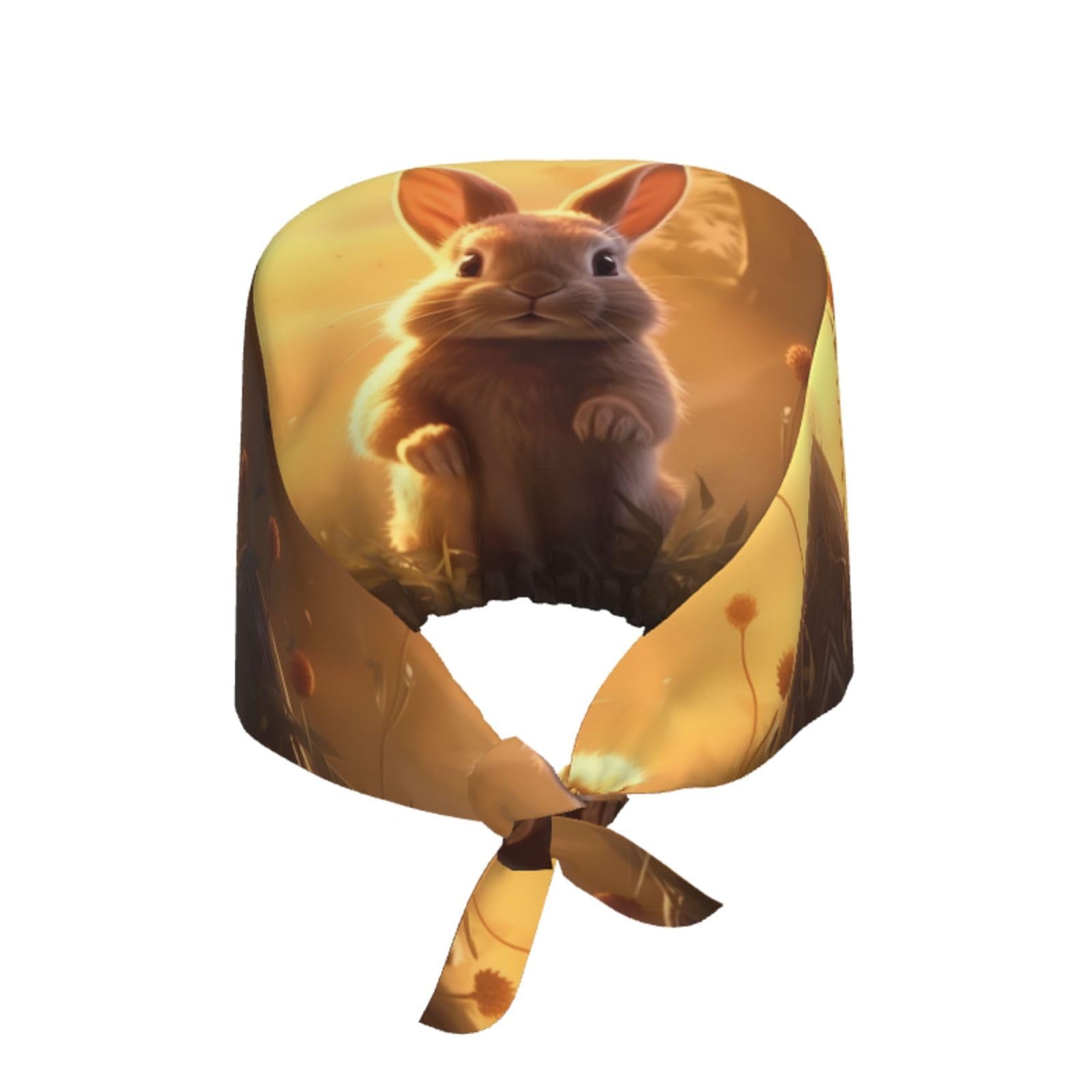 WZYWHJ Cleaning Working Cap Rabbit Background Printed - Chef Hat for Women & Men, Adjustable, Breathable Black