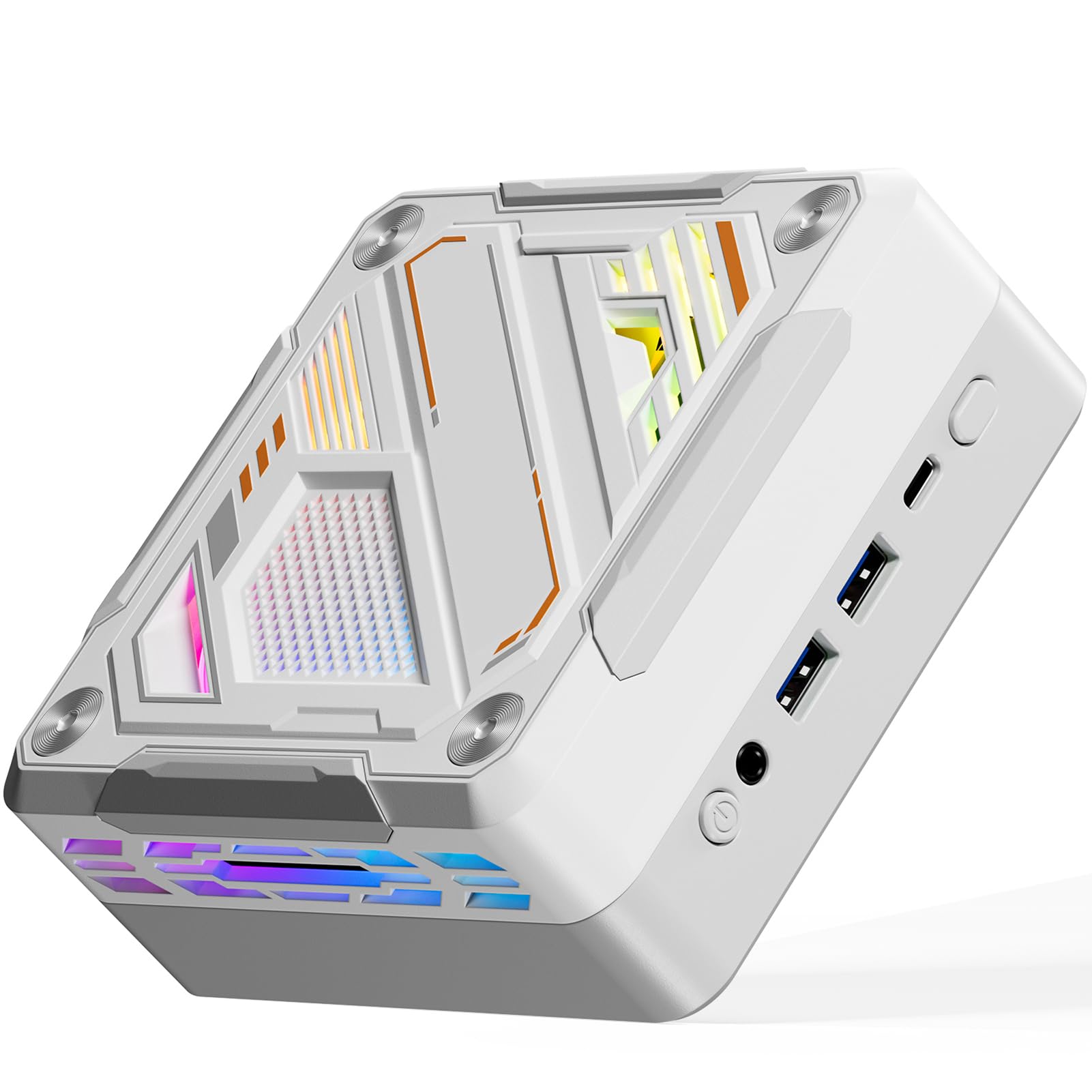 Domary Ryzen 7 5700U Mini PC 8 Core 16 Thread Mini Computer da Gioco con Illuminazione RGB WIFI6 BT5.2 4K Triplo Display per Conferenze in Ufficio a Casa (Spina UE da 16 GB e 512 GB)