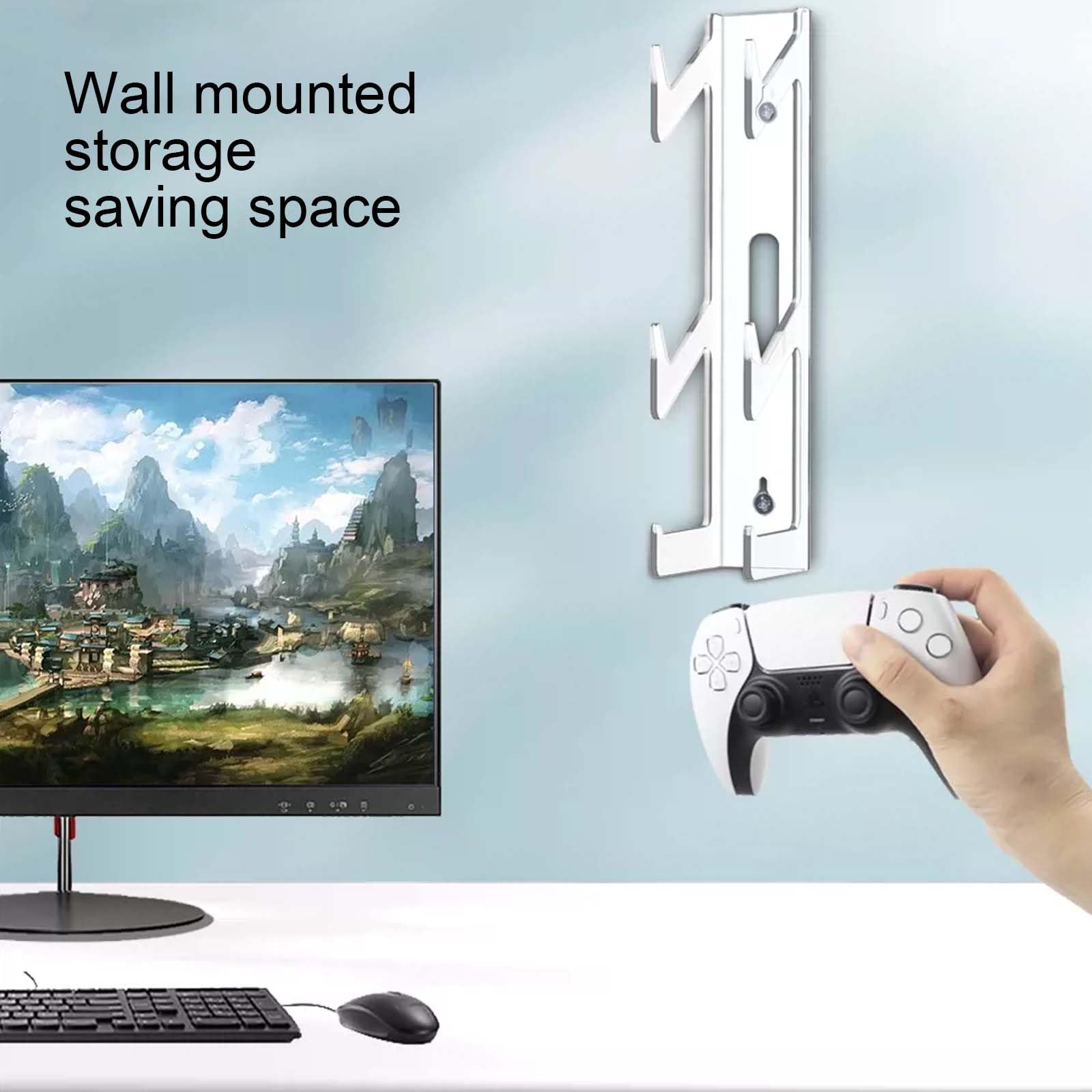 Mikihat Game Controller Stand Holder Acrylic Headphones Stand Headphone Hanger Universal Headphone Holder, 3 Layers Wall Stand Gaming Headset Display Headset Organizer With Screws For All Headphones