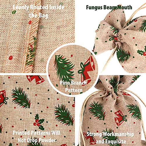 Xcfwin 24 Pack Of Christmas Gift Bags With Drawstring Reusable Designs For Christmas Party Supplies Favors #TOP6