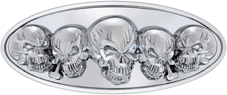 United Pacific 10963 Emblem, Chrome, Oval, 3D Skull