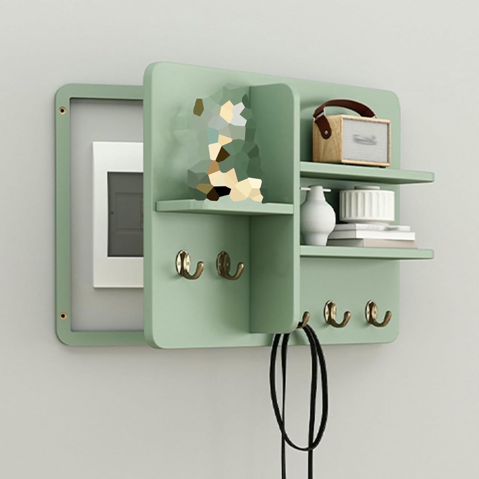 Cuadro decorativo para medidor eléctrico con estante de pared