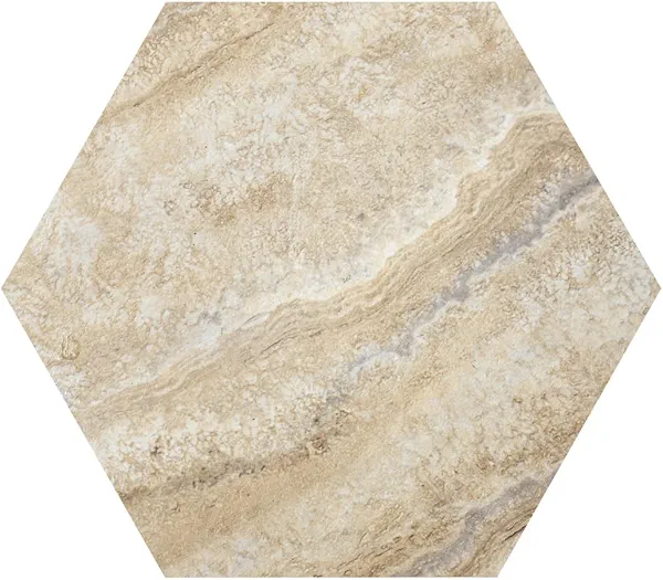 Self Adhesive Hexagon Vinyl Floor Tiles, 20 Tiles - 9" x 10.4", Floor Galore Sandstone Quartz Pattern - Peel & Stick, DIY Flooring for Kitchen, Dining Room, Bedrooms & Bathrooms by Achim Home Decor