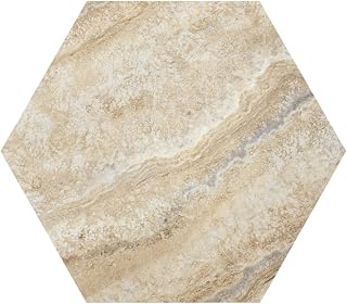 Self Adhesive Hexagon Vinyl Floor Tiles, 20 Tiles - 9" x 10.4", Floor Galore Sandstone Quartz Pattern - Peel & Stick, DIY Flooring for Kitchen, Dining Room, Bedrooms & Bathrooms by Achim Home Decor