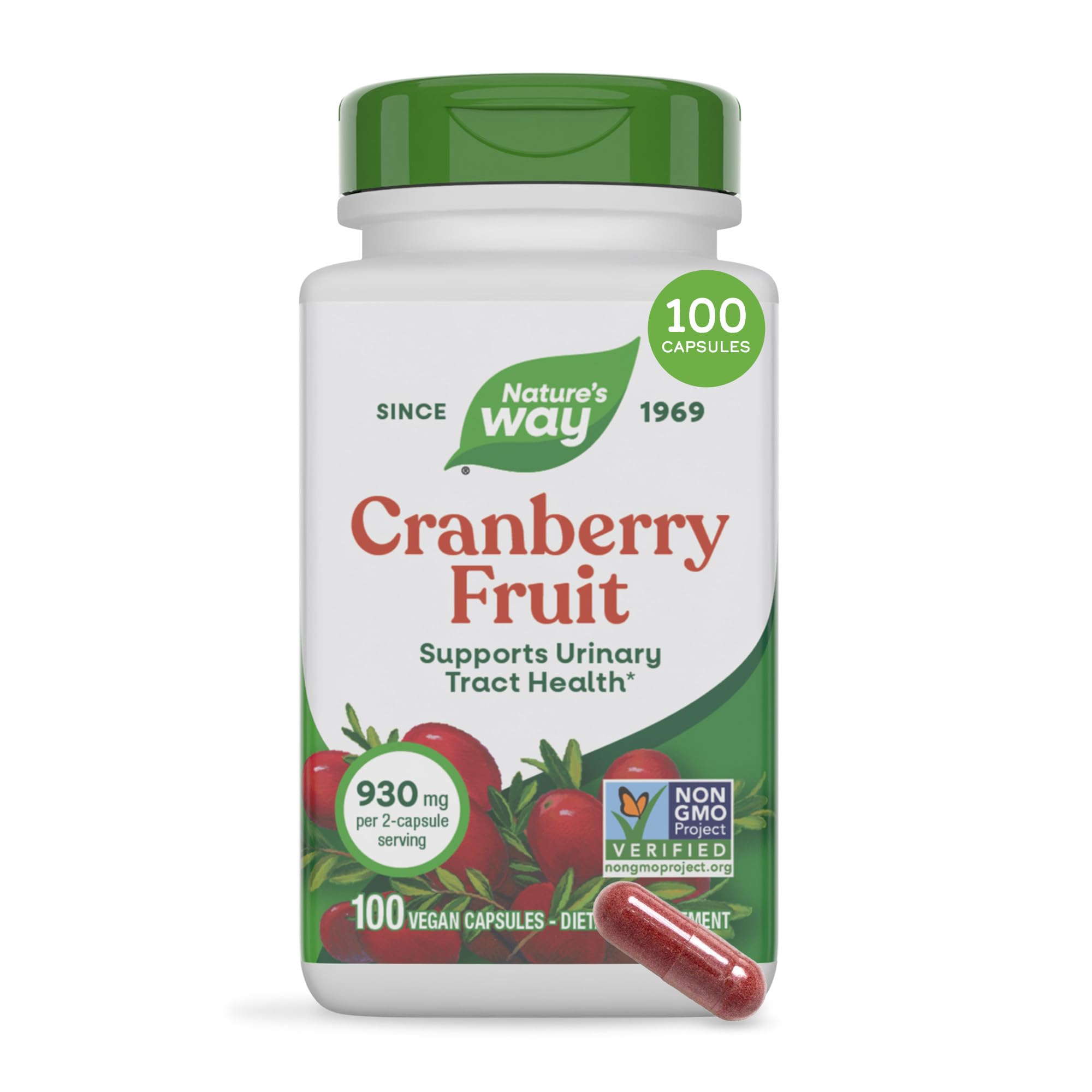 Nature's Way Cranberry Fruit Capsules, 930 mg per Serving, 100 ct 49100 Count (Pack of 1) 100 Count (Pack of 1)