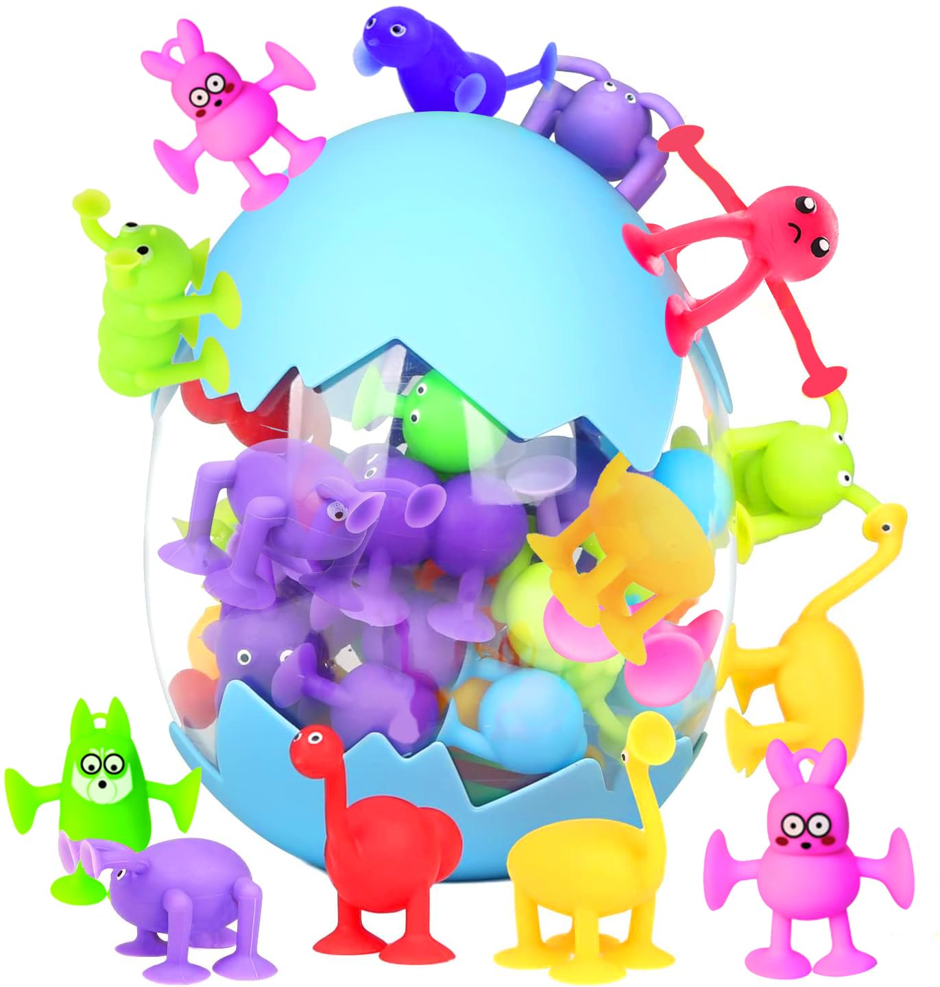 Toddler Suction Cup Bath Toys, Animal Bath Toys for Kids Ages 1-3 3-5 4-8 Mold Free Bathtub Window Building Toys Christmas Stocking Stuffers for 2 3 4