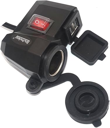 Linchview Impermeable para motocicleta Cigarrillos encendedor Doble puerto USB Z?calo integrado con tapa Linchview Impermeable para motocicleta Cigarrillos encendedor Doble puerto USB Z?calo integrado con tapa