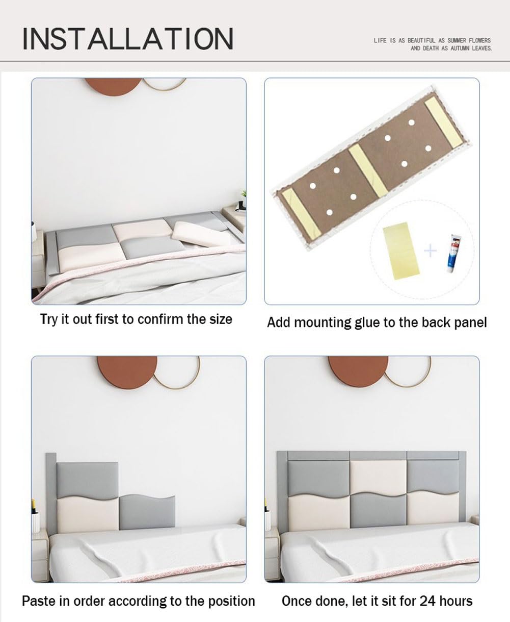 Panneau Tete de Lit à Coller 120cm 150cm 180cm 200cm, Panneaux Muraux Rembourrés, Revetement Mural Adhesif 3D pour Les Enfants et Les Personnes âgées (Color : C, Taille : 180cm)