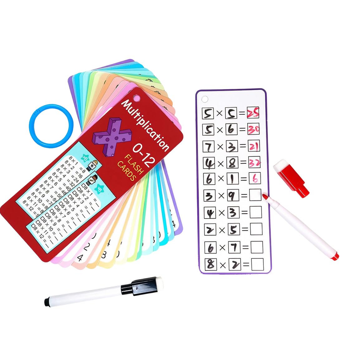 13 Schede Didattiche Tabelline 1x1 Carte Interattive per Matematica Cancellabili a Secco Senza Sbavature e Residui di Colore